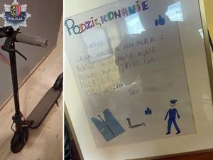 Podziękowania dla polkowickich policjantów za błyskawiczne odzyskanie hulajnogi. Zarzuty dla złodzieja i pasera