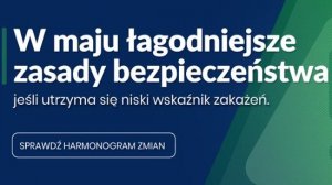 W maju łagodniejsze zasady bezpieczeństwa – jeśli utrzyma się niski wskaźnik zakażeń. Sprawdź harmonogram zmian